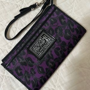 Purple Leopard coach wristlet wallet